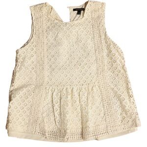Banana Republic Cream Crochet Peplum Sleeveless Top